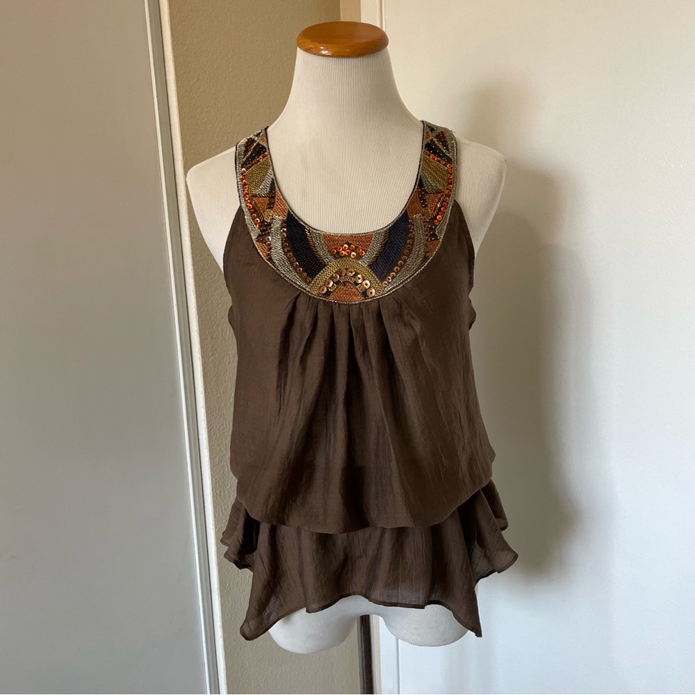 5 FOR $25 SALE 💗 Peplum Blouse M - Y2K Top Brown